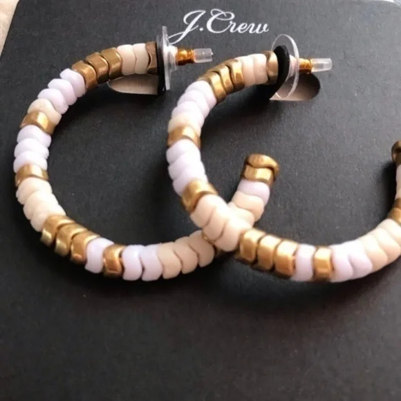 J. Crew Stacked Zigzag Beaded Hoop Earrings - Picture 3 of 4